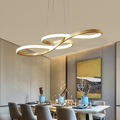 Contemporary Silver Double-Sided Twist LED Chandelier for Living Room