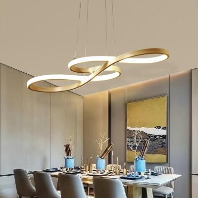 Contemporary Silver Double-Sided Twist LED Chandelier for Living Room