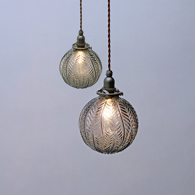 Vintage Style Lotus Pattern Glass Globe Pendant Light for Kitchen Diner