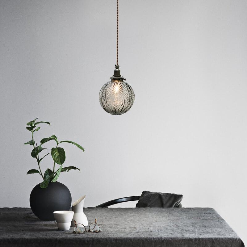 Vintage Style Lotus Pattern Glass Globe Pendant Light for Kitchen Diner