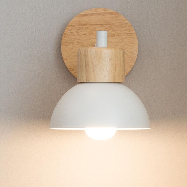 Nordic Style Wood and Metal 1-Light Wall Sconce for Living Room Decor