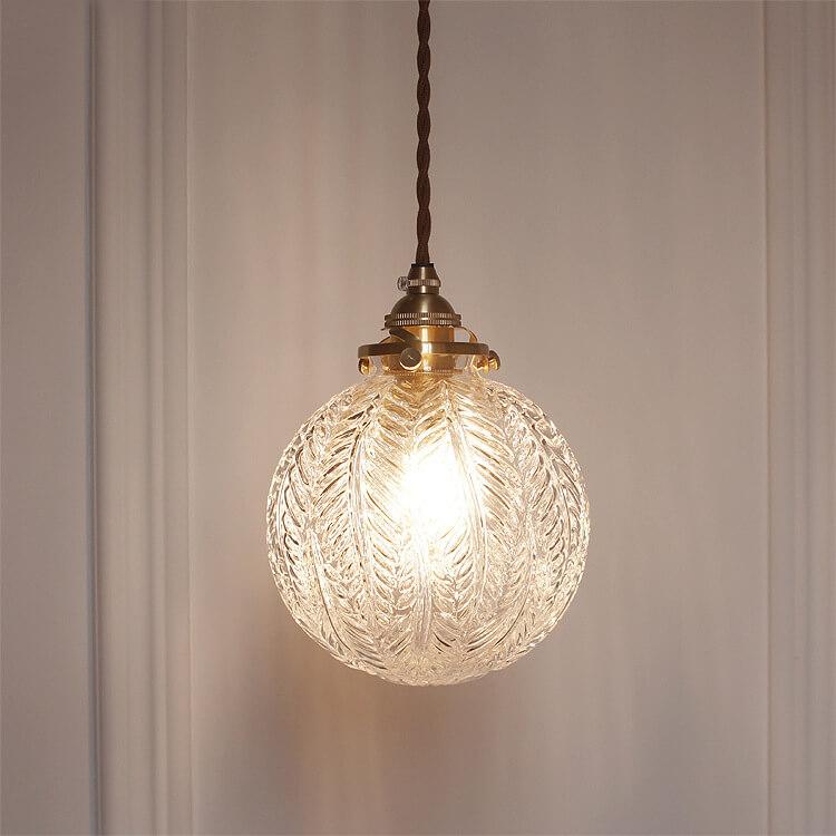 Vintage Style Lotus Pattern Glass Globe Pendant Light for Kitchen Diner