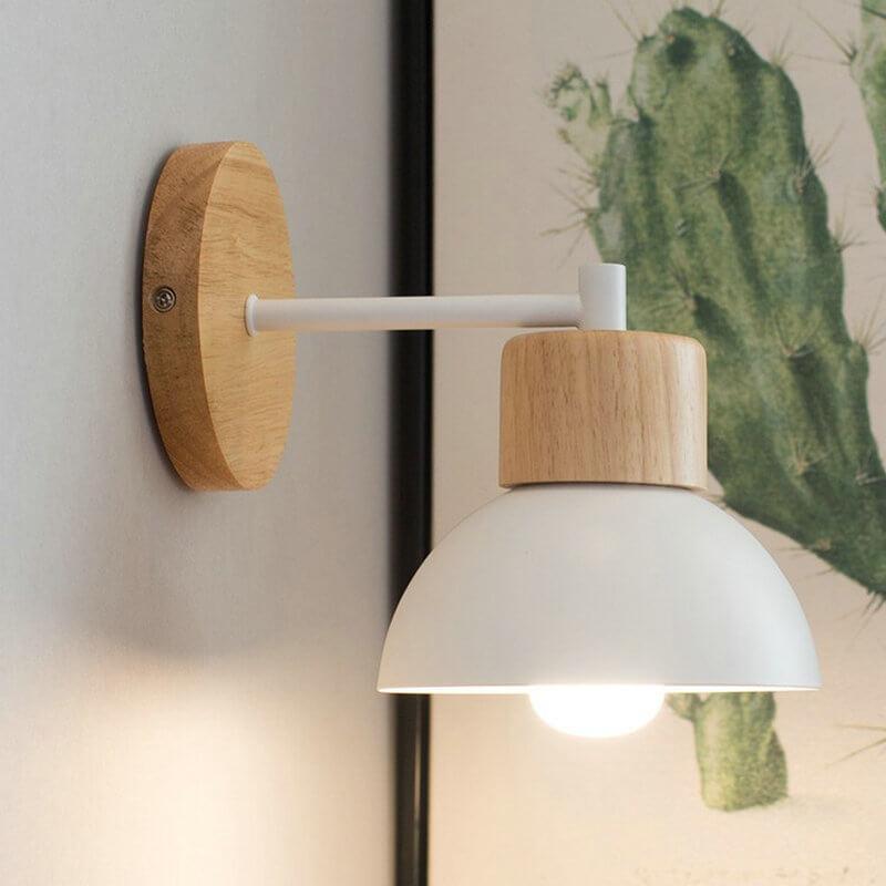Nordic Style Wood and Metal 1-Light Wall Sconce for Living Room Decor