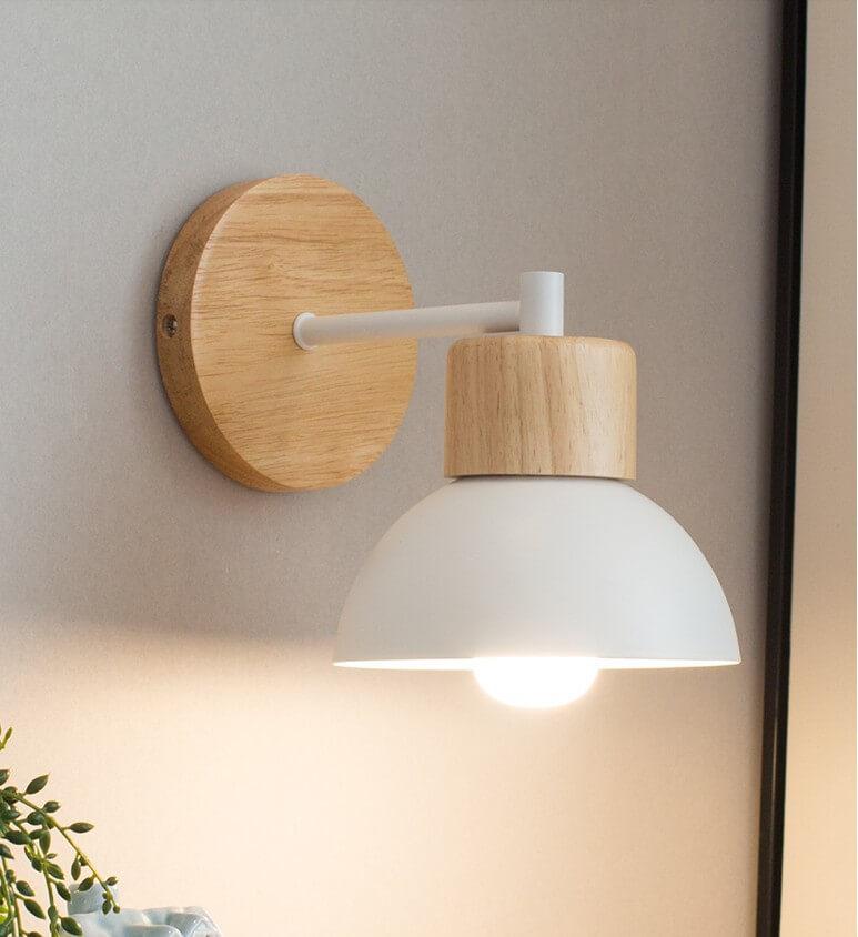 Nordic Style Wood and Metal 1-Light Wall Sconce for Living Room Decor