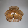 Vintage Rattan 3-Tier Chandelier Light Fixture for Bohemian Living Room