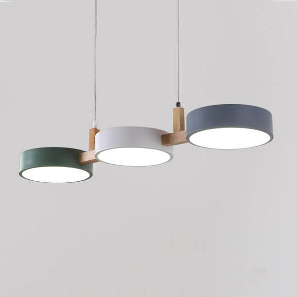 Elegant White Macaron Drum LED Chandelier for Living Room Dining Room