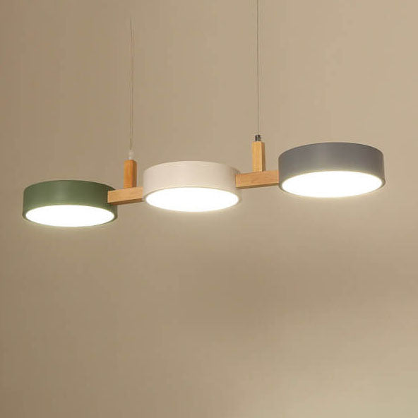 Elegant White Macaron Drum LED Chandelier for Living Room Dining Room