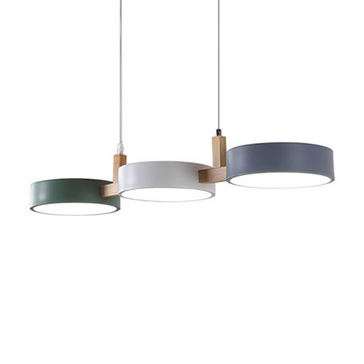 Elegant White Macaron Drum LED Chandelier for Living Room Dining Room