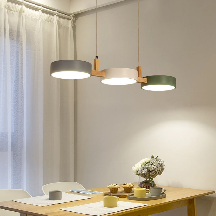 Elegant White Macaron Drum LED Chandelier for Living Room Dining Room