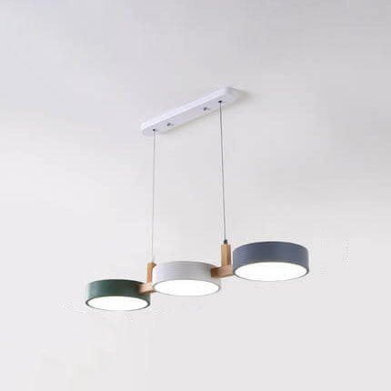 Elegant White Macaron Drum LED Chandelier for Living Room Dining Room