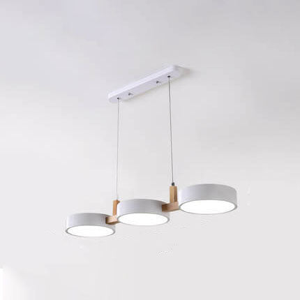 Elegant White Macaron Drum LED Chandelier for Living Room Dining Room