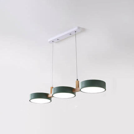 Elegant White Macaron Drum LED Chandelier for Living Room Dining Room