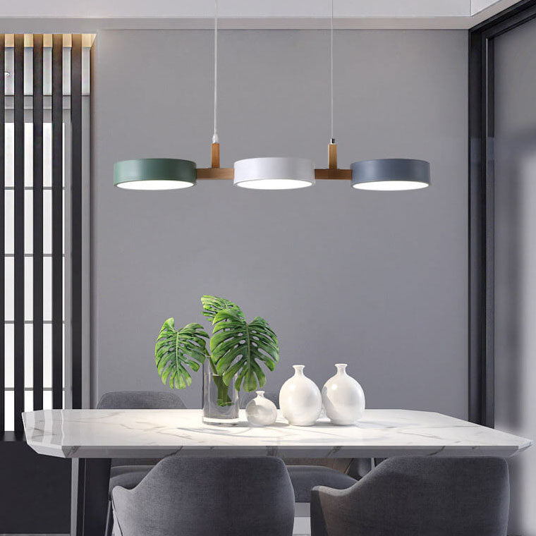Elegant White Macaron Drum LED Chandelier for Living Room Dining Room