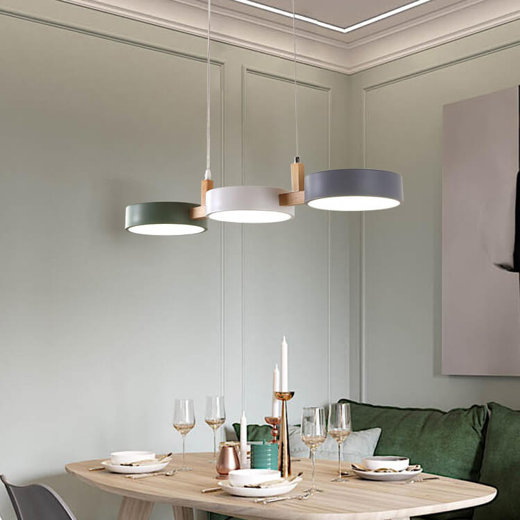 Elegant White Macaron Drum LED Chandelier for Living Room Dining Room