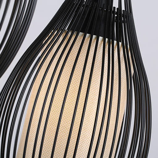 Rustic Black Iron Teardrop 3-Light Hanging Chandelier for Dining Room