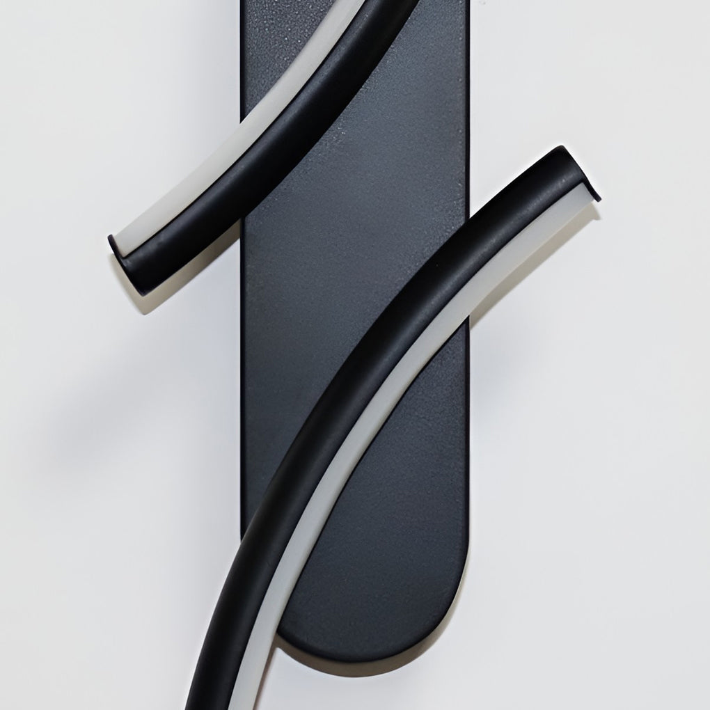Contemporary S-Shaped LED Wall Sconce in Black Metal for Hallway Accent