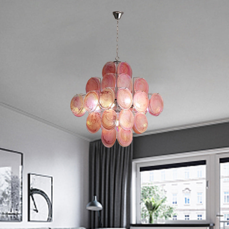 Classic French Floral Iron and Glass Chandelier for Elegant Living Room