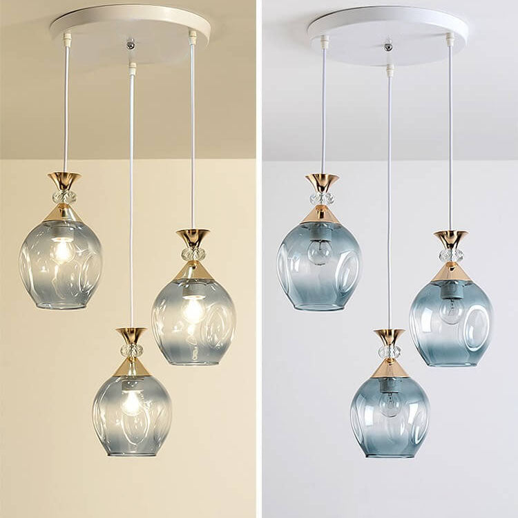 Nordic Gradient Glass Orb 1/3 Light Chandelier for Modern Living Room