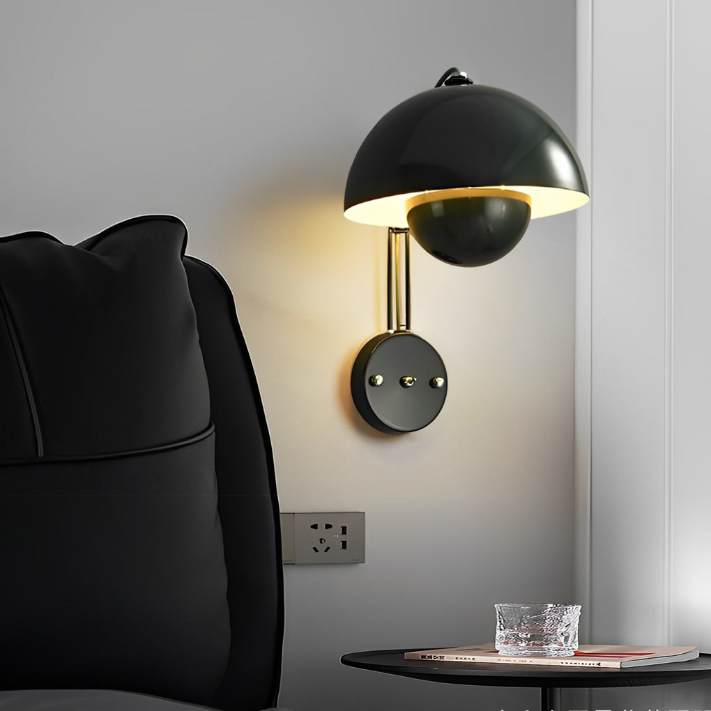 Nordic White Circular Three-Step Dimming Round Wall Sconce for Living Room