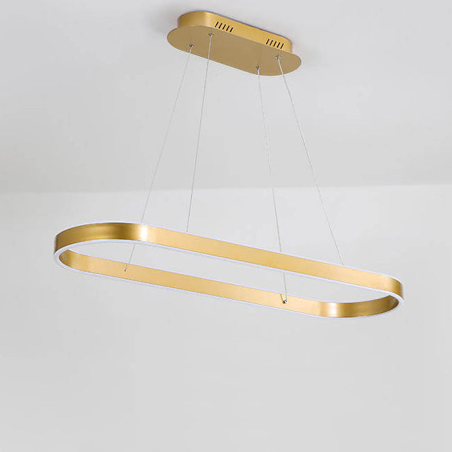 Sleek Oval Aluminum LED Chandelier - Modern Minimalist Fixture for Living Room