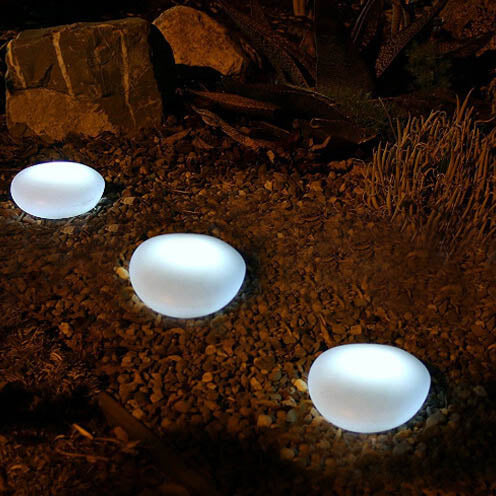 Solar Pebble Sandblasted Glass LED Garden Pathway Light for Outdoor Use