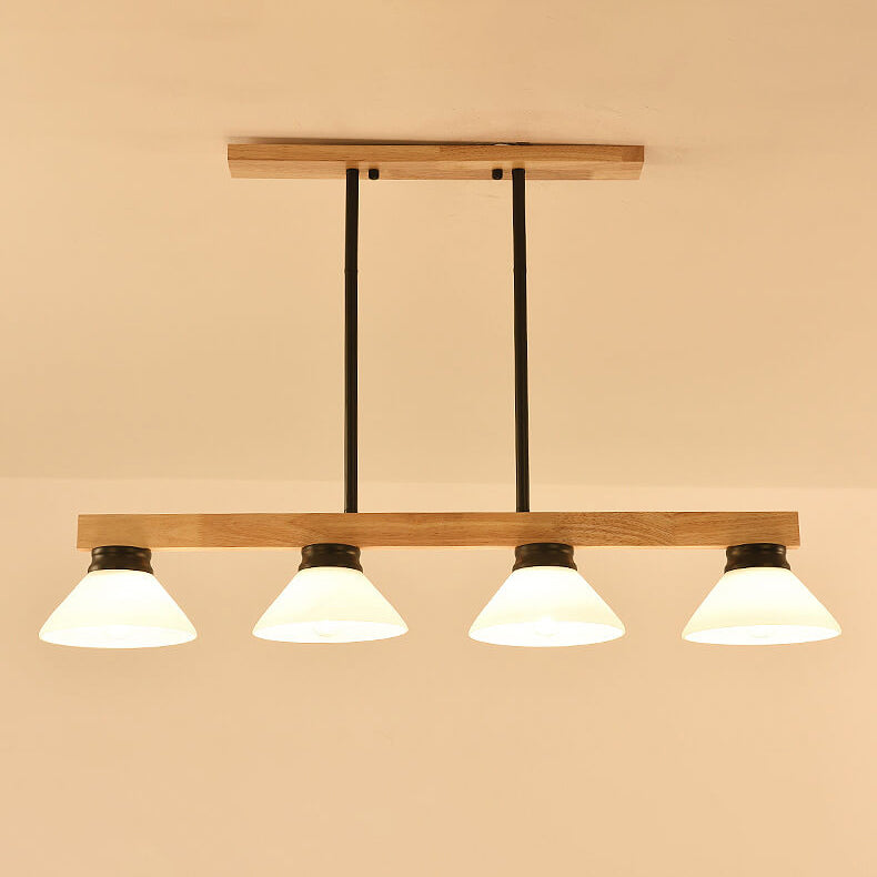 Nordic Pine Wood Cone Pendant Chandelier for Kitchen Island Lighting