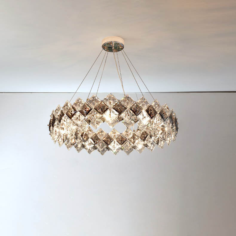 Modern Crystal Circular Chandelier with Plated Hardware for Living Room
