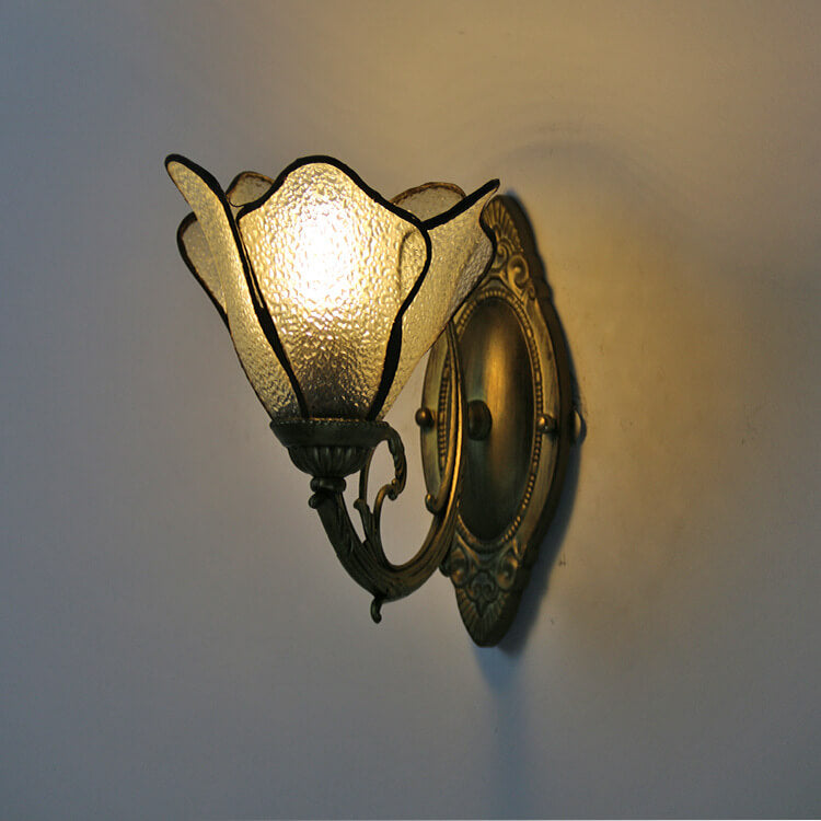 Antique Tiffany Style Stained Glass 1-Light Wall Sconce for Living Room