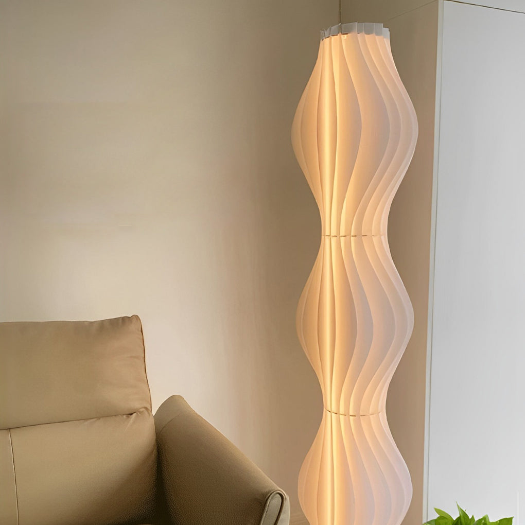 Modern Coastal Wavy White LED Floor Lamp for Beachy Living Room Decor