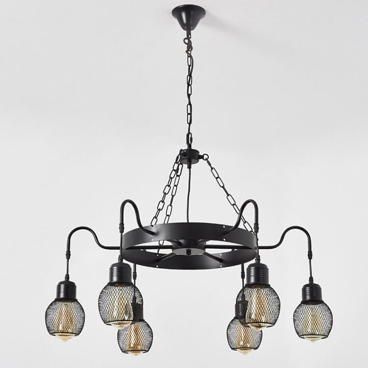 Classic Colonial Round Iron Mesh Chandelier Light for Living Room, 6/8/12 Light