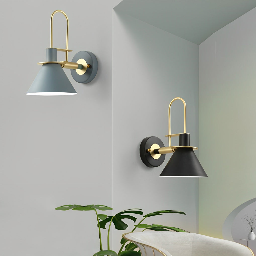 Modern Black Iron Horn-Shaped Wall Sconce for Living Room Decor
