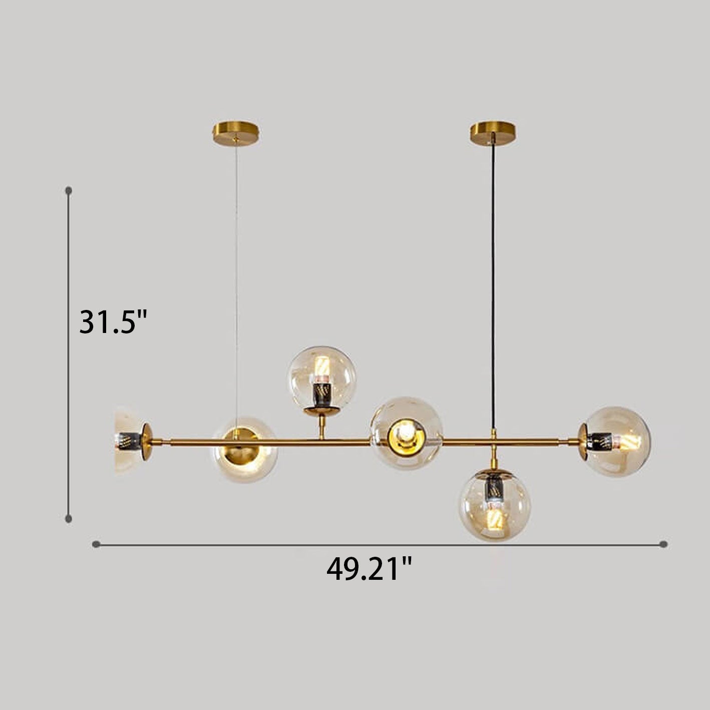 Elegant Modern Minimalist 6-Light Glass Globe Chandelier for Dining Room