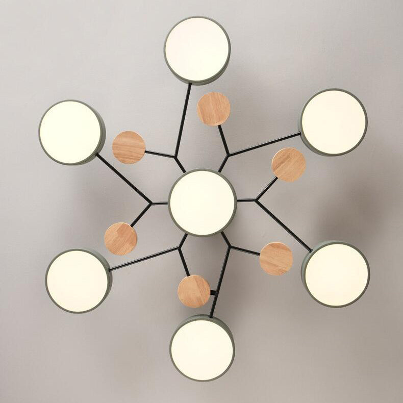 Scandinavian Style Round LED Semi-Flush Mount Light for Living Room