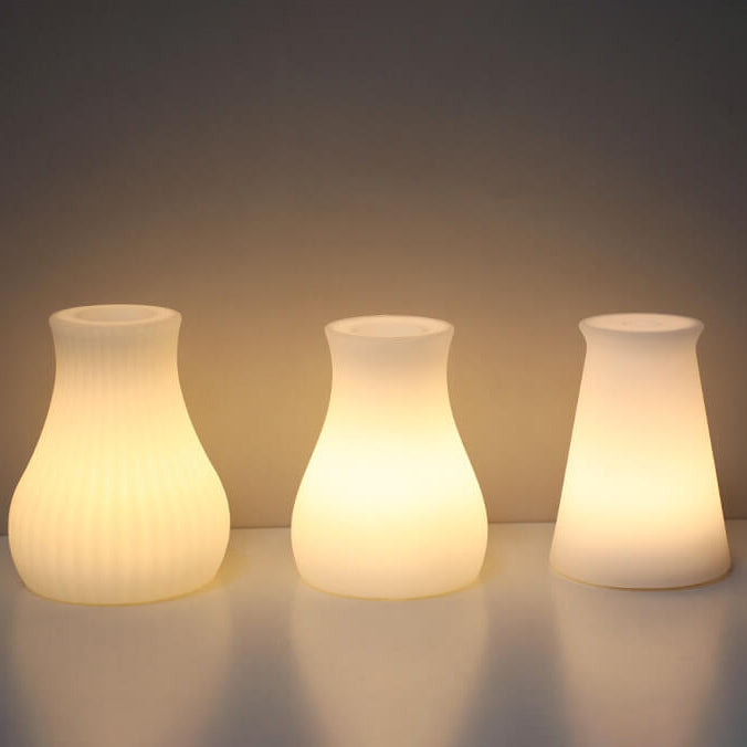 Geometric White Battery-Powered LED Table Lamp for Bedroom Decor