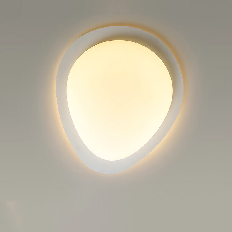 Modern White Acrylic Pebble Shape LED Flush Mount Light for Bedroom
