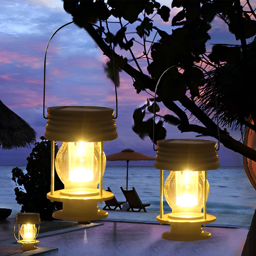 Vintage Waterproof Solar-Powered LED Lanterns for Outdoor Use