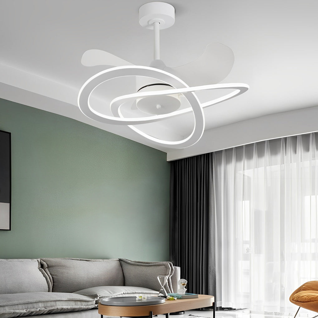 Nordic Bladeless Ceiling Fan with Flower LED Light for Modern Rooms