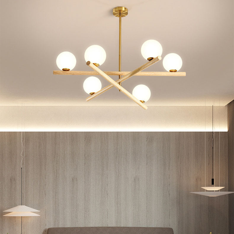 Modern Black Metal & Glass 6/9 Light Chandelier for Living Room