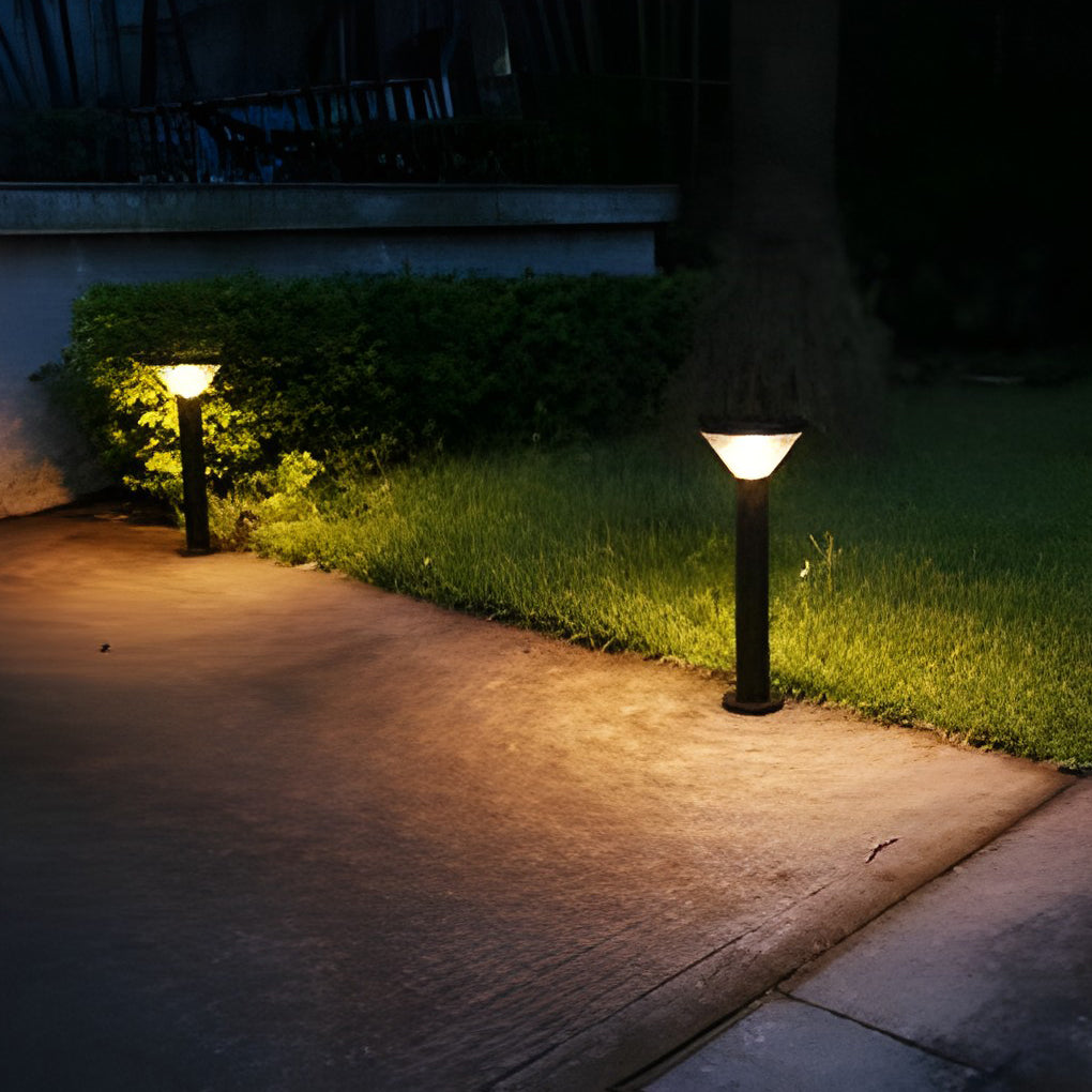 Sleek Black Cylindrical Solar LED Pathway Light for Outdoor Gardens