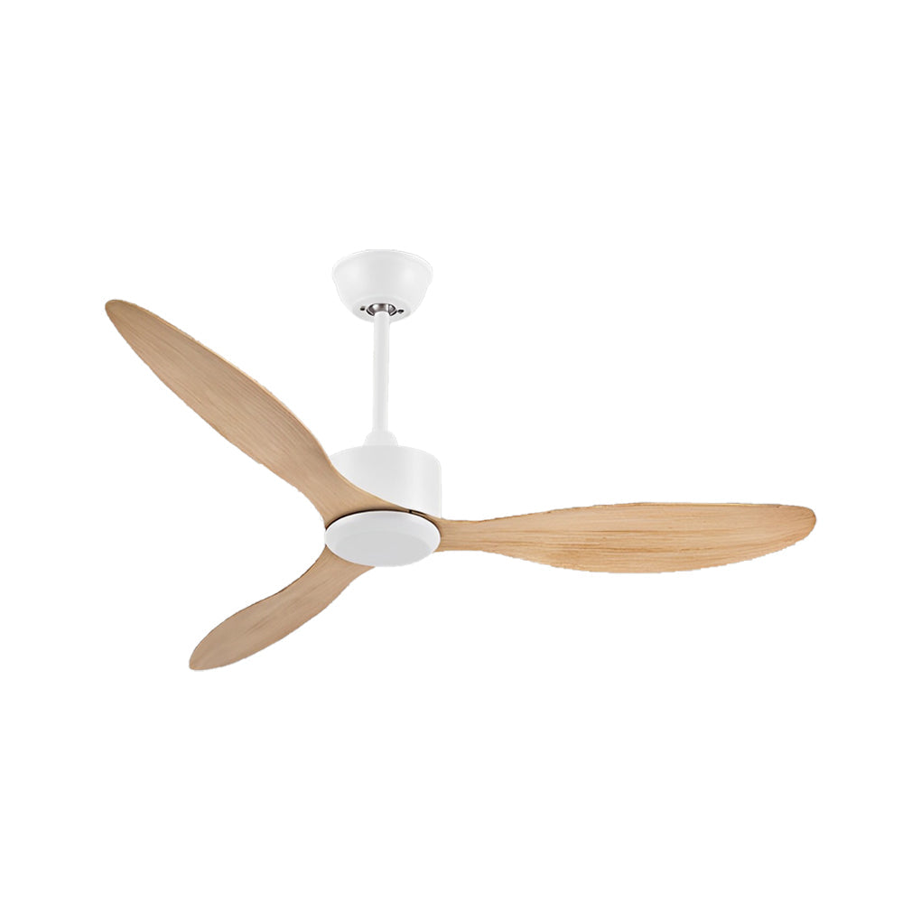 Modern White Ceiling Fan with 3 Blades, LED Lights, and Remote for Living Room