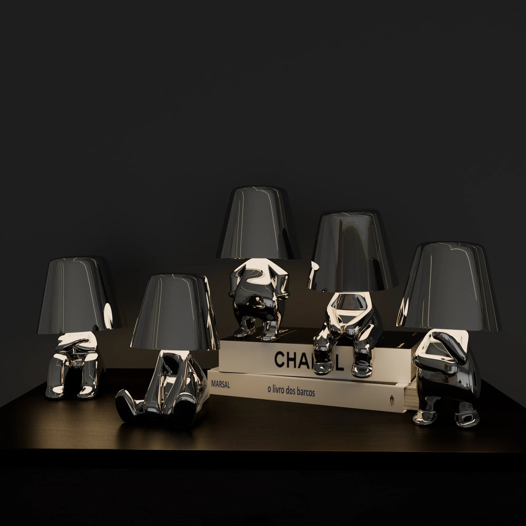 Contemporary Silver Metal Table Lamps for Living Room Bedroom Decor