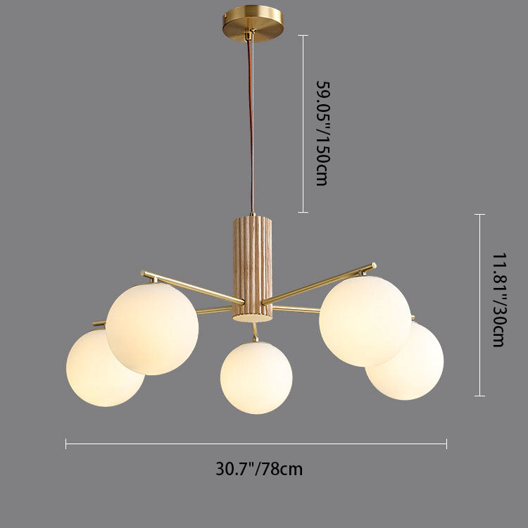 Contemporary Copper Glass Sphere Chandelier for Dining Room or Living Room