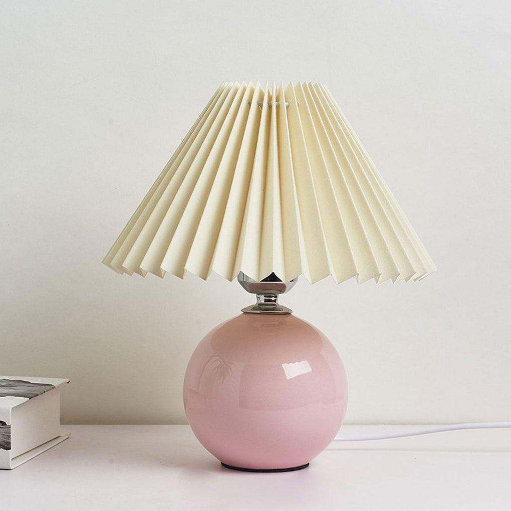 Nordic Minimalist White Ceramic Pleated Table Lamp for Bedroom Desk