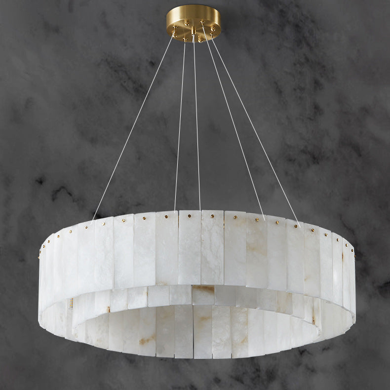 Modern Round Copper Stone Chandelier with 8/12/14 Lights for Living Room