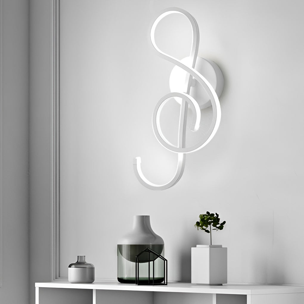 Modern LED Musical Note Wall Light in White for Music Room Decor