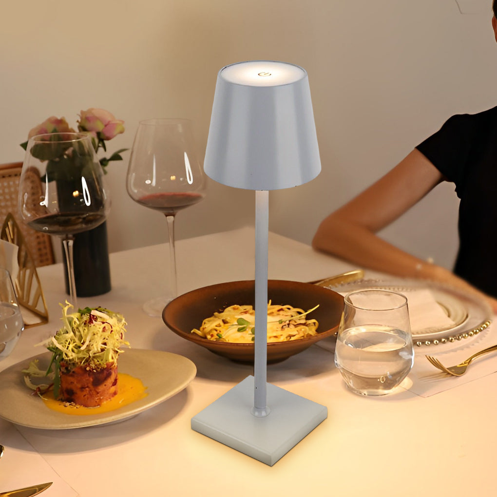 Stylish Aluminum Portable Rechargeable Touch-Control Table Lamp - Grey