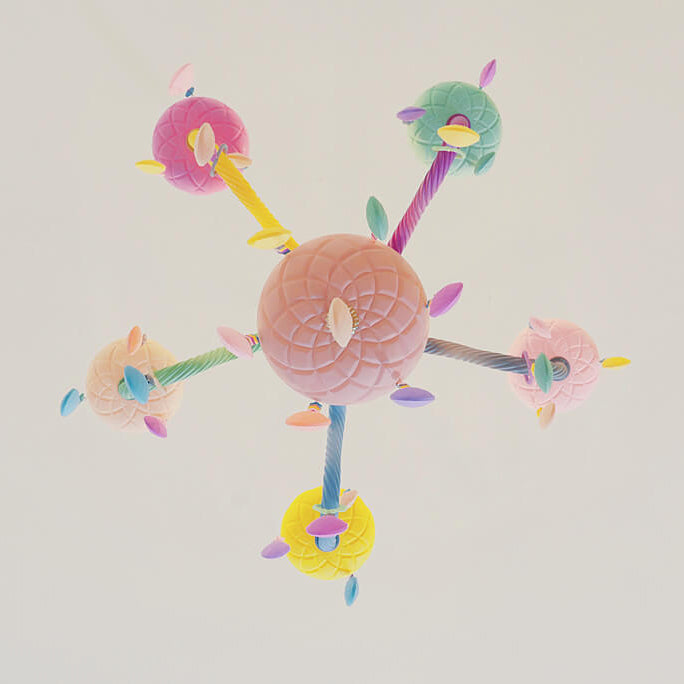 Modern Pink Princess Macaron Glass Chandelier for Kids' Bedroom