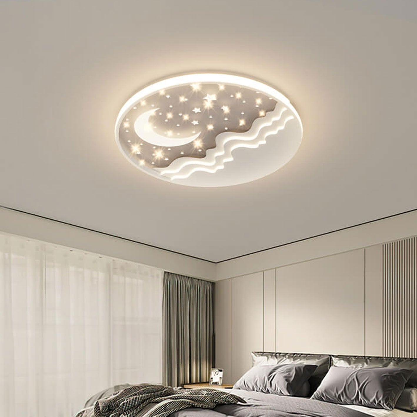 Nordic Style Round Aluminum LED Flush Mount Ceiling Light for Bedroom