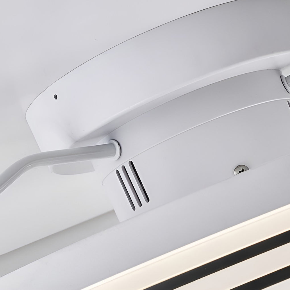 Modern White Round LED Ceiling Fan Light with 360° Rotation for Living Room