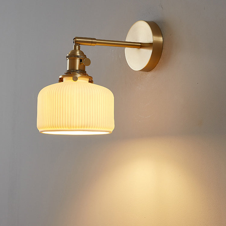 Contemporary White Striped Ceramic Wall Sconce Lamp for Entryway Decor